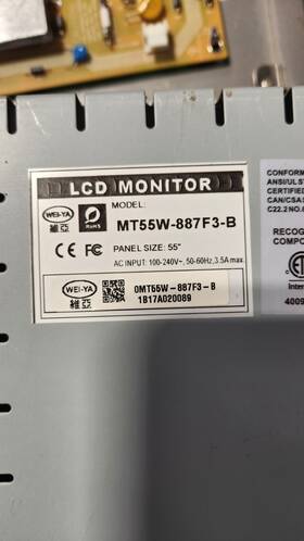 Delta 203b1 Ps Board For Mackvision Wei-ya Model Mt55w-887f3-b From Tmnt Arcade/raw Thrills