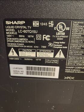 Duntkg400fm04 Sharp Lc-60tq15u Power Supply T Con Main Board All Boards