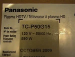Panasonic TC-P50G15, TCP50G15 Plasma Tv (various Parts). Fixed Price $9.00.
