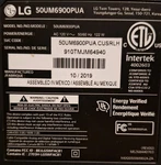 Lg 50UM6900PUA Power Board PLTVJY301XAAL (715GA547-P01-000-003S). Fixed Price $40.00.