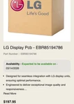 Oem Lg Display Pcb EBR85194786. Fixed Price $94.99.